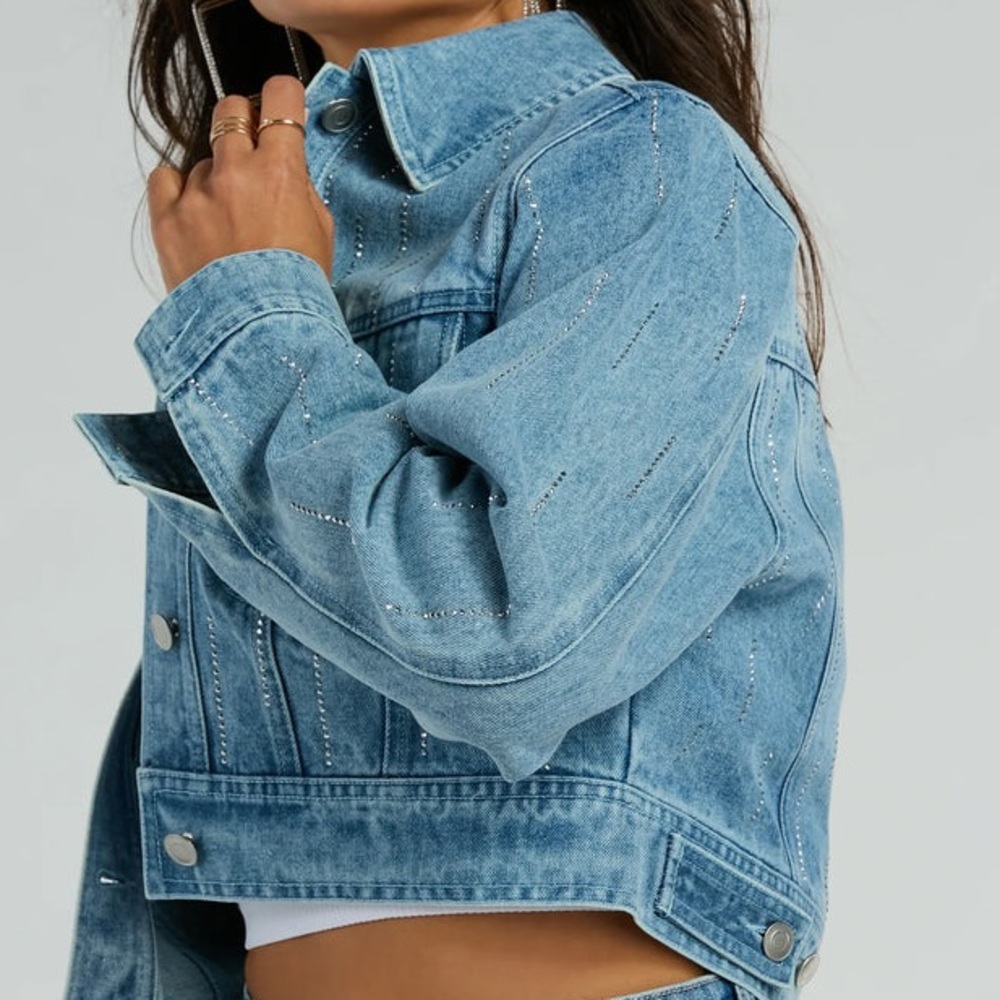Shine Rhinestone Denim Jacket - Picture 3 of 3